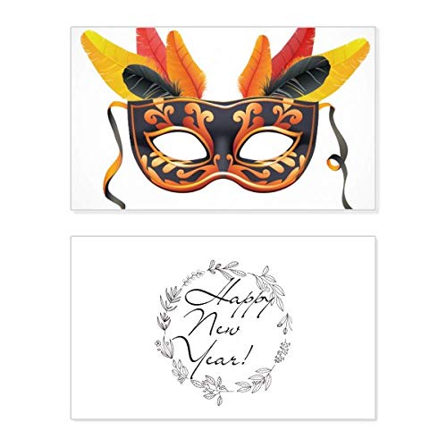 Tarjeta de Carnaval de Venecia con pluma feliz para dedicatorias elegantes