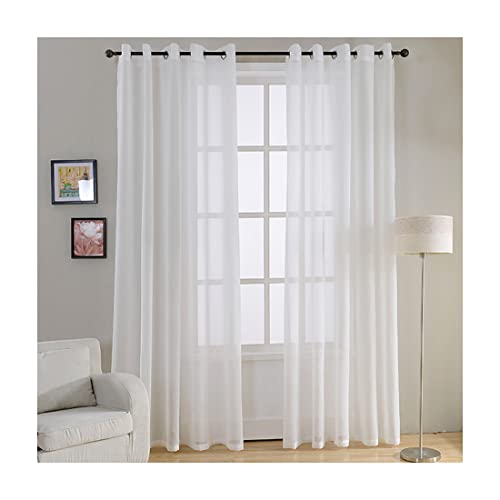 Acomoda Textil - Cortina Translucida para Ventanas. Cortinas Grandes con Anillas Ideales para Dormitorio, Comedor y Cocina 150x260 cm. (Blanco, 1)