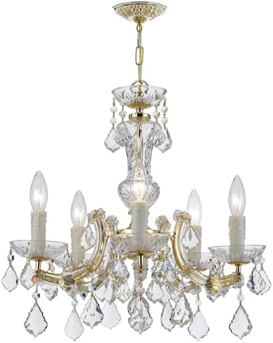Maria Theresa 5 Light Hand Cut Crystal Gold Chandelier