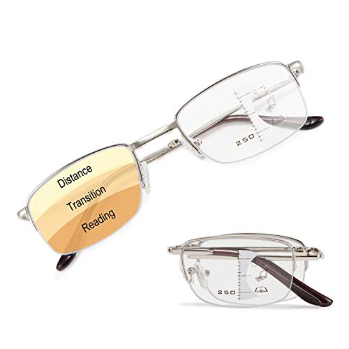 Karsaer Folding Progressive Multifocus Reading Glasses Blue Light Blocking for Women Men Multifocal Computer Readers Includes Glasses Case