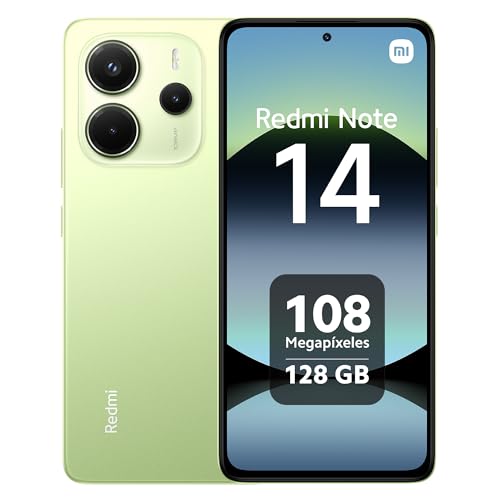 XIAOMI Redmi Note 14 - Smartphone de 6+128GB, Pantalla de 6.67' AMOLED FHD+ 120Hz, MediaTek Helio G99-Ultra, cámara de 108MP, TurboCharge 33W, 5500 mAh, Cargador no Incluido, Verde (Versión ES)