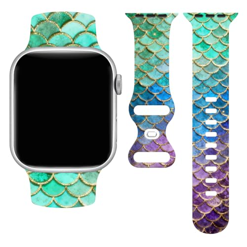 Fish Scales �}�[���C�h�E�H�b�`�V���[�Y11 iWatch�o���h Apple Watch 38 40 41mm�ɑΉ� �O���[���V�A�����X�g�o���h ���o�[�V���R���X�g���b�v ���߉\�Ȍ����p�V���[�Y10/9/8/7/6/5/Se/Ultra�Ή� ��