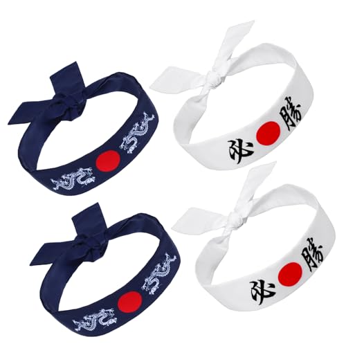4 Pañuelos Japoneses de Chef VANZACK para Hombre y Diademas de Samurái