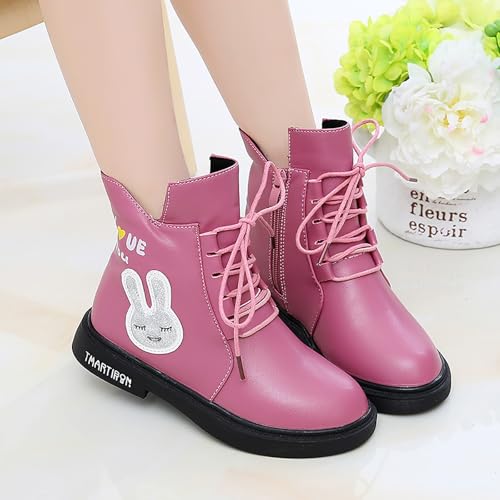 IWIHMIV Toddler Girl Ankle Boots Toddler Dress Boots Winter Shoes for Toddler Girls Leather Lace-Up Boots Soft Flat Ankle Boots4