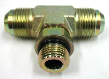 AF C5715-10-10-08 - 5/8 Male JIC (7/8''-14 Threads) x 1/2 Male O-Ring Boss (3/4''-16 Threads) - Straight Thread O-Ring Boss Branch Tee