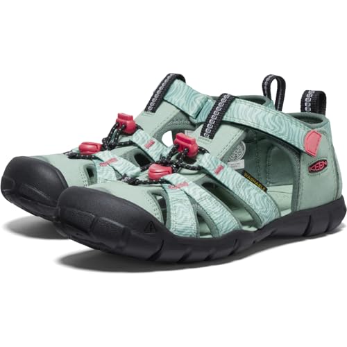 KEEN KEEN Unisex-Child-Seacamp 2 CNX Closed Toe Sandals, Granite Green/Cayenne, 3 US Big Kid