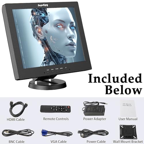 Image of 12 Inch TFT LCD Security CCTV Monitor 800x600 4:3 Resolution Color Display Screen Support HDMI /VGA /AV /BNC /MIC USB Ports with Remote Control Built-in LounSpeakers for Surveillance Camera