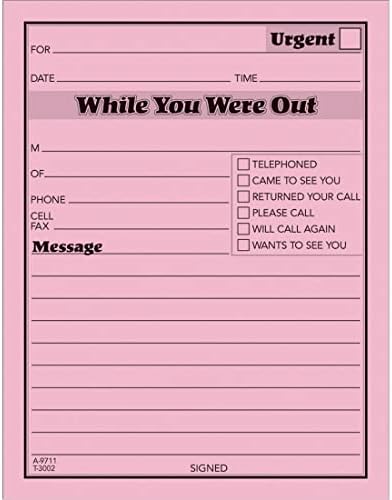 Adams While You Were Out Pads, 4.25 x 5.5 Inches, Pink, 50 Sheets per Pad, 12 Pads per Pack (9711D)