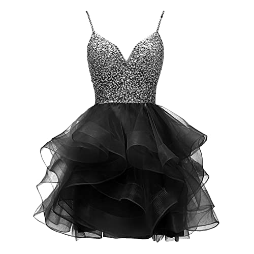 CLcaojun Women's Beaded Bodice Short Homecoming Dress Tulle Prom Dress  Sequins Party Gown 8 Grade Graduation Dress Black : Clothing, Shoes &  Jewelry - Amazon.com