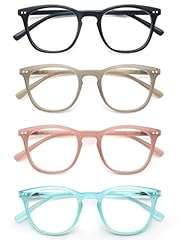 4 Pairs of Frosted Black/Frosted Transparent-pink/Blue/Yellowish Reading Glasses