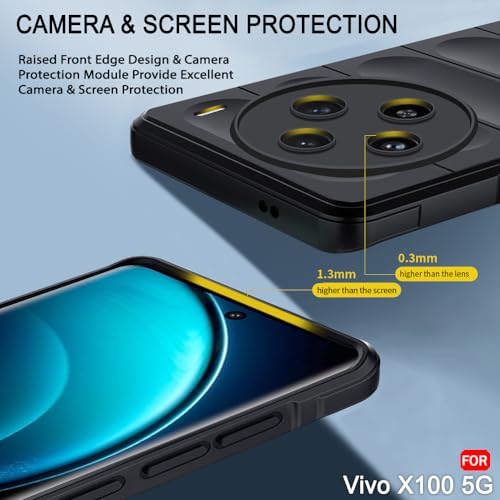 Image of TheGiftKart Liquid Silicon Back Cover Case for Vivo X100 5G | Shockproof Military Grade Protection | Micro-Fibre Cloth On Inner Side | Built-in Anti-Slip Grip Vivo X100 5G Back Cover (TPU, Black)