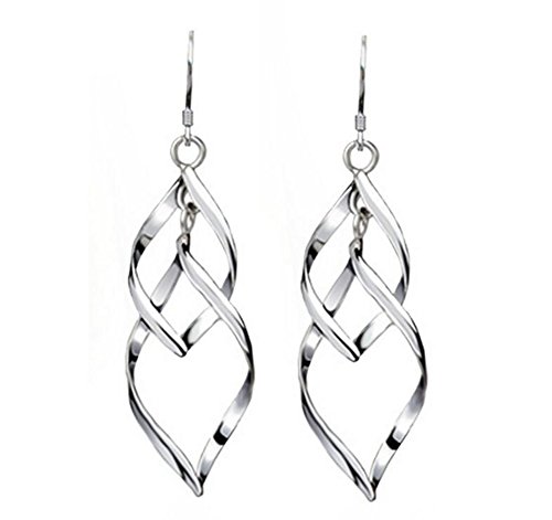 Hosaire Ohrringe Damen Ohrhänger Mode Silber Blatt Form Edelstahl Ohrring Anhänger(1 Paar)