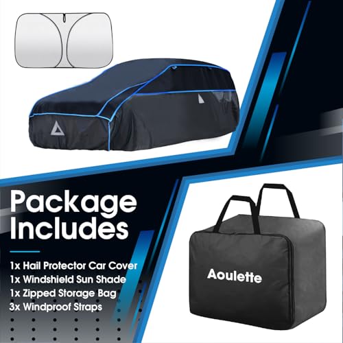 Image of Hail Protector Car Cover with Thick Multi-Layered EVA | Gift Windshield Sun Shade | Hail Blanket Custom Fit Sedan.