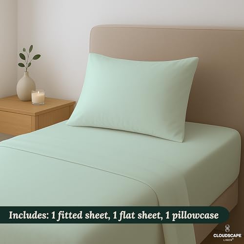 100% Egyptian Cotton Sheets Twin XL Size, 3 Pieces Dorm Essentials Bedding Set, 1000 Thread Count,Hotel Quality, Soft, Breathable and Durable, Deep Pockets up to 16, Mineral