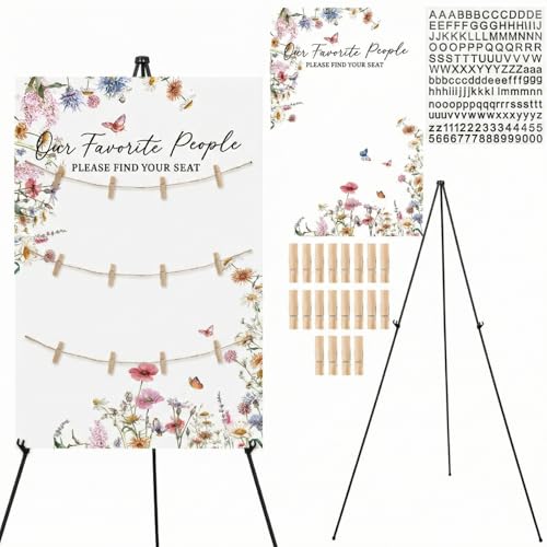Tableau de siège de mariage rustique Wildflower et panneau plan de table en bois - 2