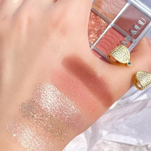 Image of Erinde 10 Color Eyeshadow Palette Makeup - Matte Shimmer Glitter Eye Shadow, Ultra-Blendable, High Pigmented, Naturing-Looking, Neutral Nude Eyeshadow Palette with Professional Brush, Warm Sunshine