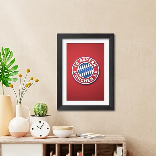 Image of TenorArts Bayern Munich Poster Football 3D Textured Logo Print Laminated Photo Frame Painting with Matt Finish Black Tectures (9 inches x 12inches)
