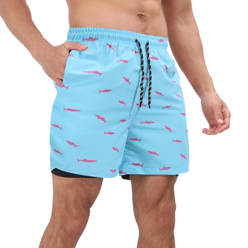 Muscle Killer Men's Swim Trunks with Compression Liner 2 in 1 Board Beach Shorts Quick Dry Swimwear Bathing Suits Swim Short4