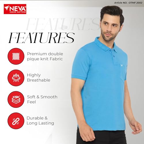 Image of NEVA Men's Regular Fit Half Sleeve Polo Neck T-Shirt with Chest Pocket