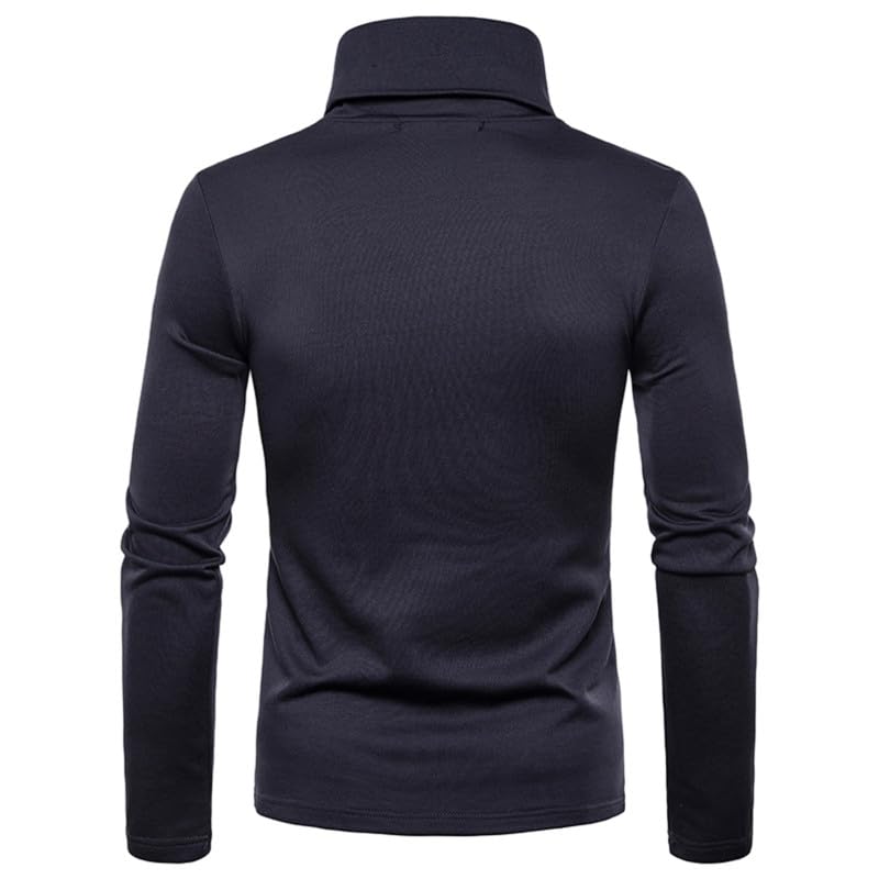 Olmoleons Men's Slim Fit Turtleneck Long Sleeve T Shirts Lightweight Basic Solid Pullovers Sweaters Underwear Tops Darkgrey