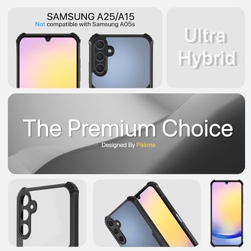 Image of Pikkme Samsung Galaxy A15 5G Back Cover | Crystal Clear Transparent Back | Ultra Hyrbid | Full Camera Protection | Raised Edge | Bumper Back Case (Black)