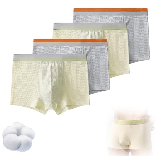 4PCS Bubble Cotton Men's Boxer Briefs, High Elastic Comfort Soft Breathable Sweat Absorbent Boxer Trunks for Men
