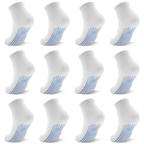SkiBeaut 12 Pairs Toddlers Boys Grips Socks Girls Kid Low Cut Gripper Non Slip Skid Sticky Socks for 1-7 Years