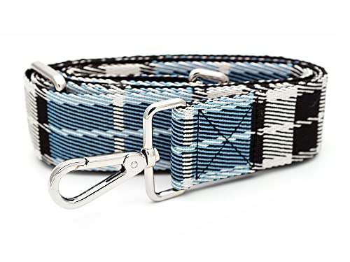 Image of CRAFTMEMORE Wide Shoulder Strap Tartan Plaid Adjustable Bag Handle Crossbody Nylon Belt Replacement (Blue JK06)