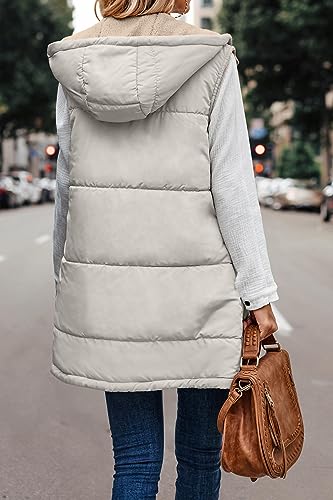 Chaleco largo de plumas acolchado para mujer chaqueta reversible de felpa invierno 3