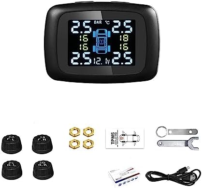 Smart Cigarette Lighter USB TPMS Car Tire Pressure Alarm Monitor System 4 Sensors Display Tyre Pressure Temperature Alarm (Size : K06-External)