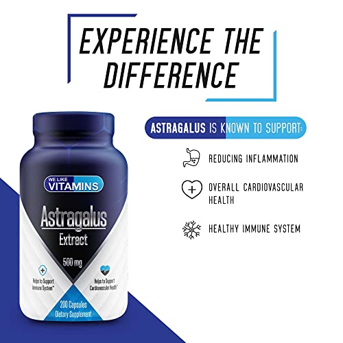 Astragalus Extract 500Mg - 2000Mg Equivalent 4:1 Extract – 200 Capsules – Astragalus Supplement – Helps Support Strong Immune Function And Cardiovascular System Astragalus Root Extract #TOP4