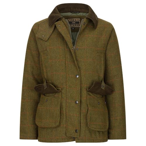 WALKER AND HAWKES - Hazelwood - Damen Country-Jacke aus Tweed - für die Jagd geeignet - Dunkles Salbeigrün - EU 36 (UK 8)