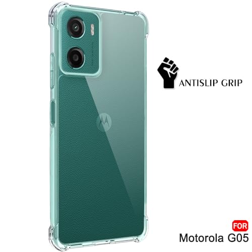 Image of TheGiftKart Crystal Clear Back Cover Case for Motorola Moto G05 | Shockproof Soft TPU Case | Cushioned Edges for Ultimate Protection Back Cover Case (TPU, Transparent)
