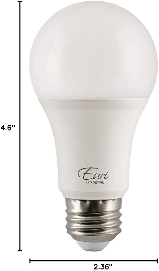 Euri Lighting EA19-15W2020e, LED A19 15W (100W Equivalent), 1600lm, Dimmable, 2700K (Warm White) E26 Base, Fully Enclosed Rated, Damp Rated, UL & Energy Star, 3YR 25K HR Warranty