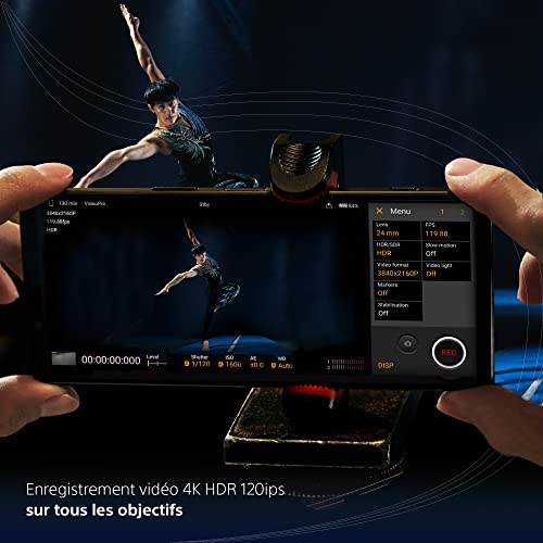 Sony Xperia 1 IV - Smartphone Android, Téléphone Portable 6.5 Pouces 21:9 CinemaWide 4K HDR OLED - Taux de rafraichissement de 120Hz - Véritable Zoom Optique - rêvetement Zeiss T* (Blanc Givré)