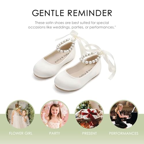 Image of Felix & Flora Girls Toddler Little Ballet Shoes - Flower Girls Mary Jane Flats Dress Shoes Party Wedding