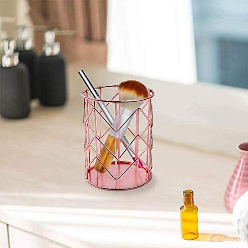 Pot à Crayons en métal, Pot à Crayons, Porte-pinceaux de Maquillage, Porte-Stylo Rond en Fer ajouré Tendance, Organiseur de stylos pour Bureau