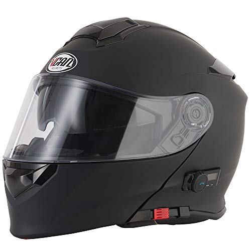 V271 BLINC Motorbike Motorcycle Bluetooth Helmets VCAN Modular Flip Up Bluetooth Touring Helmets All (MATT BLACK, M)