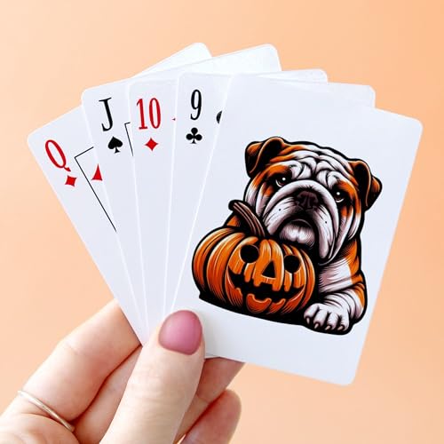 Cartas de póker tamaño estándar Bulldog inglés Halloween miniatura 4