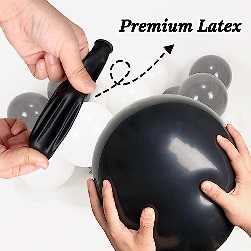 Image of 100pcs Black and White Balloons 12 Inch Thickened Latex Balloons for Birthday Wedding Graduation Party Decorations (Black White balloon)