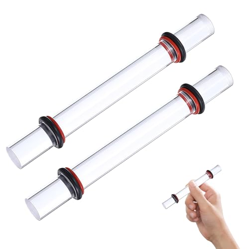 EULAPGOE Lot de 2 Rouleaux d'argile Acrylique avec 8 Anneaux en Caoutchouc, Rouleau en Acrylique Transparent Massif pour modelage et Sculpture, Outils pour Argile polymère et DIY