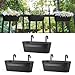 Dahey 3 Pcs Metal Hanging Flower Pots for Railing Fence Outdoor Planter 15.7 Inch Hanging Bucket Pots Countryside Window Flower Plant Holder with Detachable Hooks for Garden Yard Home Decor,Black