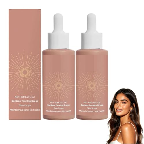 2 Stück Bräunungstropfen 2026 Sunless Tanning Drops Suitable for All Skin Types Selbstbräuner für Körper und Gesicht Verstärkt die Natürliche Bräune 60ml x 2