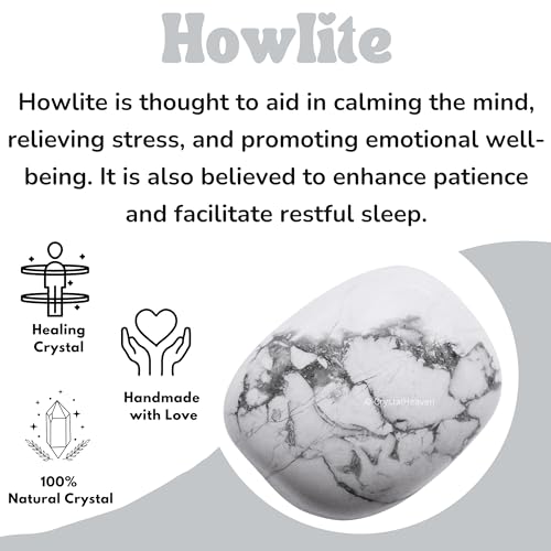 Image of Certified Howlite Crystal Healing Tumbled Stone, Natural Polished Crystals for DIY Crafts, Manifestation, Meditation, Pooja Feng Shui and Reiki Healing (30 Grams)