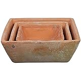 Esschert Design AT05 Aged Terracotta Square Pots (Set of 3)