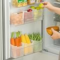 MdakeGo 3 Pack Refrigerator Organizer Box, Plastic Refrigerator Side Door Storage Containers, Space-Saving Organizer Bins for Fridge, Refrige Drawers for Fruit and Vegetable (Clear,S*3)