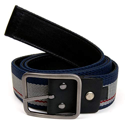 Cinto Masculino Casual dupla face lona x couro preto Pierrô
