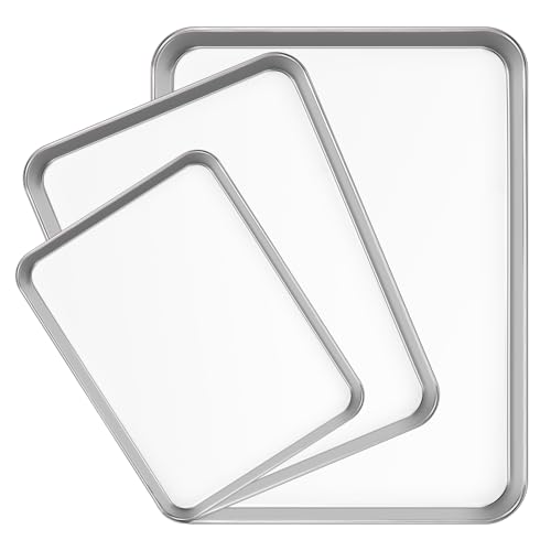 3-piece stainless steel baking tray, suitable for baking cookies, cakes,