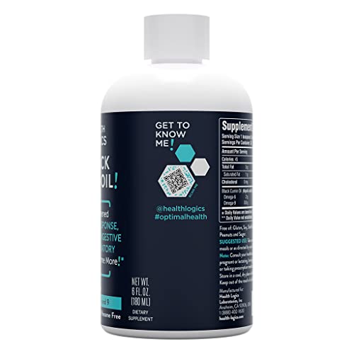Health Logics Black Seed Oil | Rich Source Of Omega 6 & Omega 9 | Pure Cold Pressed Black Cumin Seed Oil For Respiratory, Digestive, And Immune Health | 6 Fl Oz #TOP3