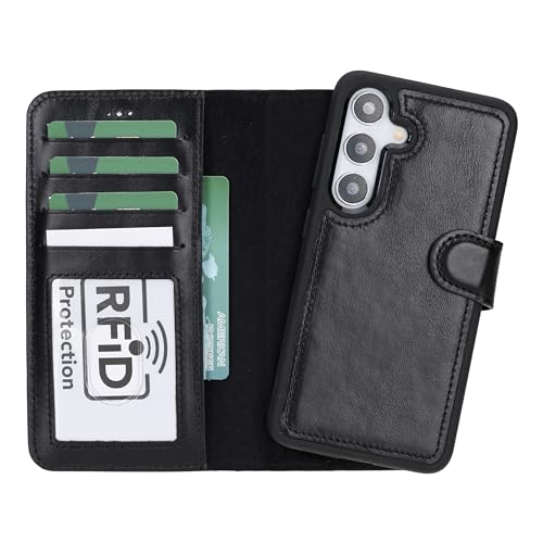 Étui cuir véritable Samsung S25 protection intégrale 360 premium noir rustique
